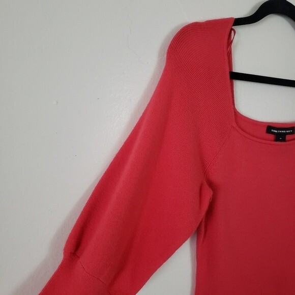 Something Navy Knit Sweater Medium Orange Cozy Chic Preppy Casual - Picture 4 of 7